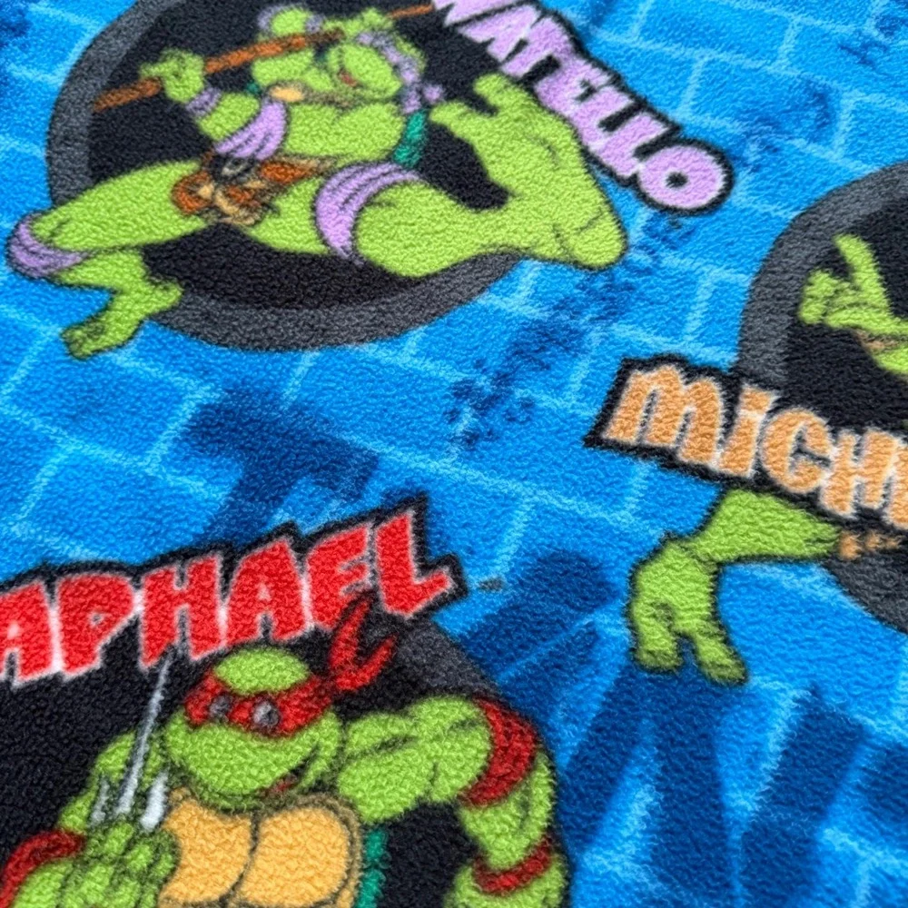 Teenage Mutant Ninja Turtles Handmade Fleece Tie Throw Blanket Blue Green 48x55